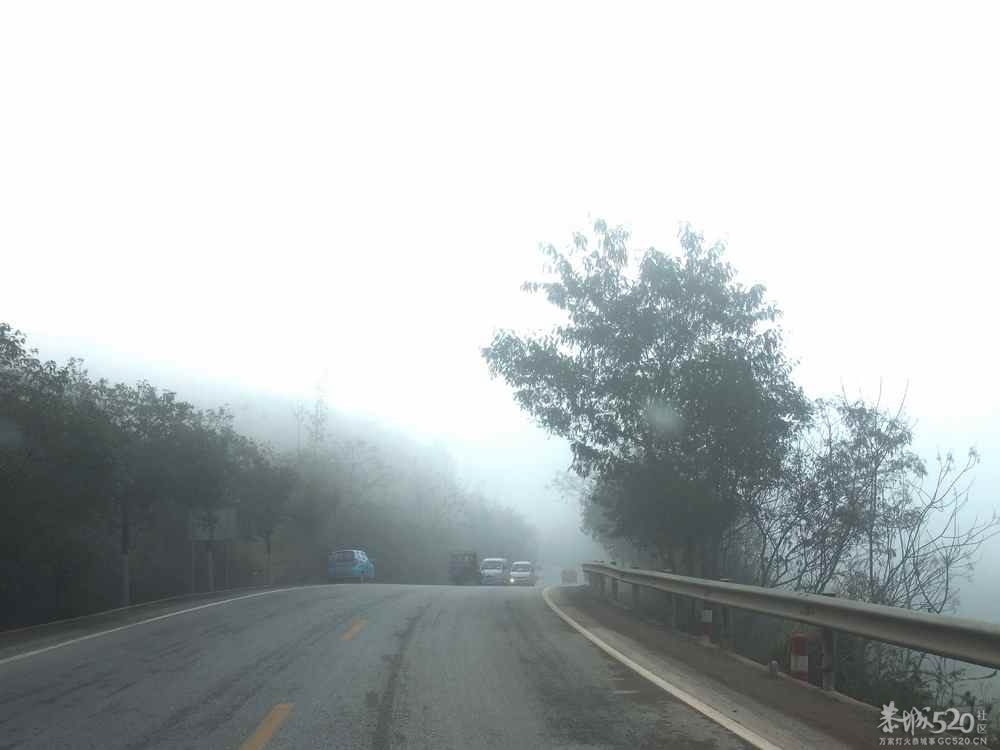 今天上午恭城一遍雾蒙蒙的，能见度大约200米左右。322 / 作者:山野图夫 / 帖子ID:60128
