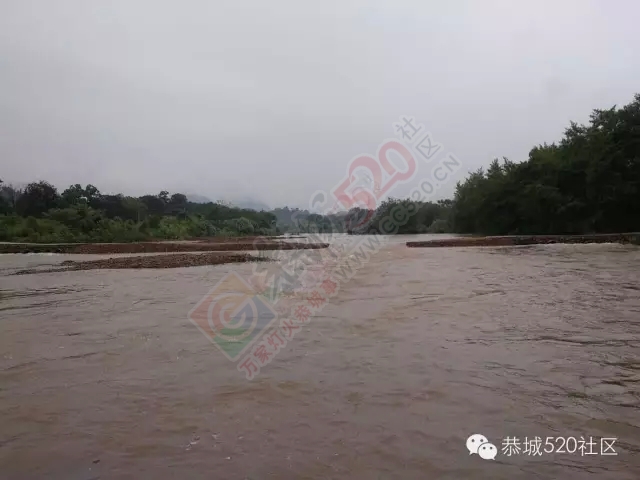 恭城孟家河发大水，乐家寨便道被冲毁582 / 作者:社区小编 / 帖子ID:120719