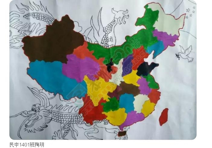 桂林市恭城民族中学学生手绘地图 《美丽祖国》627 / 作者:平安帅锅 / 帖子ID:176068