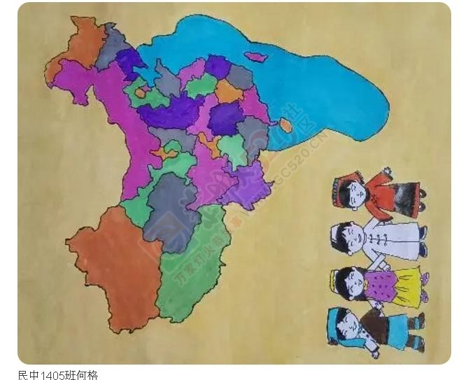 桂林市恭城民族中学学生手绘地图 《美丽祖国》722 / 作者:平安帅锅 / 帖子ID:176068