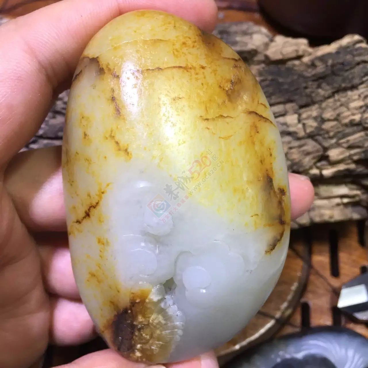 新疆和田玉洒金皮独籽喜上眉梢615 / 作者:错了_Zfm79 / 帖子ID:176223