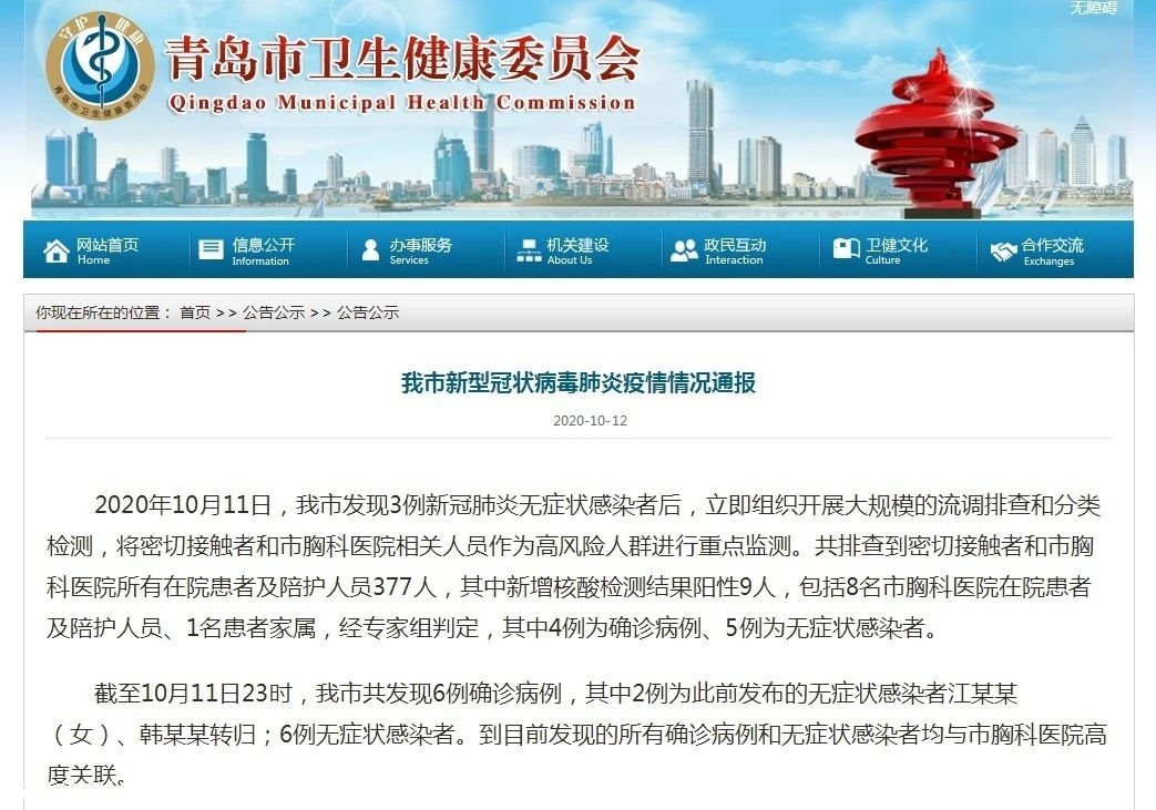 最新：青岛已发现6例本土确诊，6例无症状，正在开展全员检测383 / 作者:登山涉水 / 帖子ID:278067