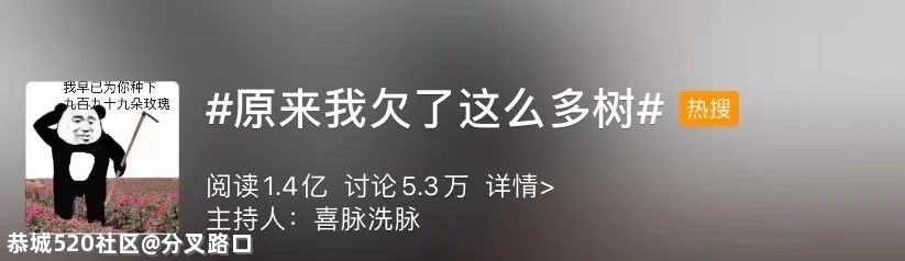 “原来我欠了这么多树”上热搜，先别慌266 / 作者:分叉路口 / 帖子ID:283224