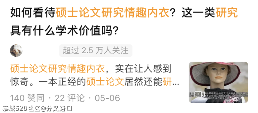 硕士论文研究情趣内衣，网友吵翻128 / 作者:分叉路口 / 帖子ID:285067