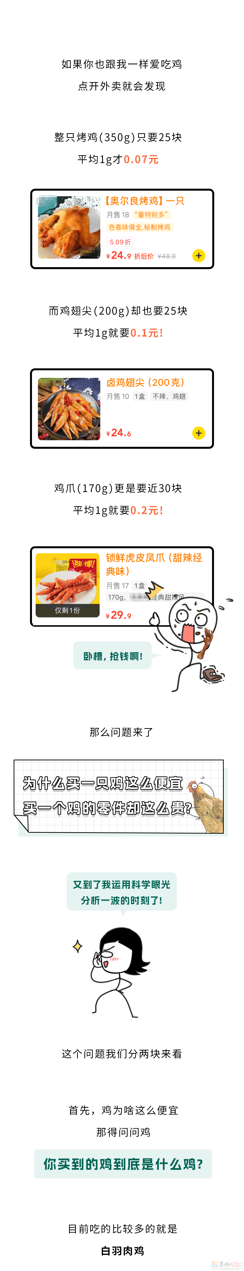 为什么买整只鸡这么便宜，买鸡的身体零件却这么贵？????102 / 作者:儿时的回忆 / 帖子ID:316253