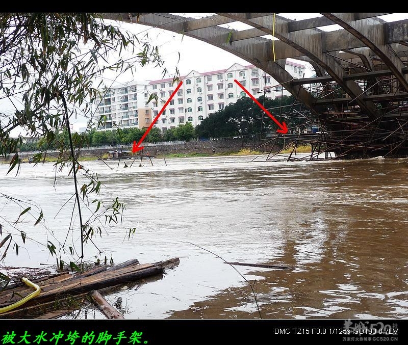 大水将燕岩大桥维修脚手架冲垮现场！295 / 作者:平安大叔 / 帖子ID:11143