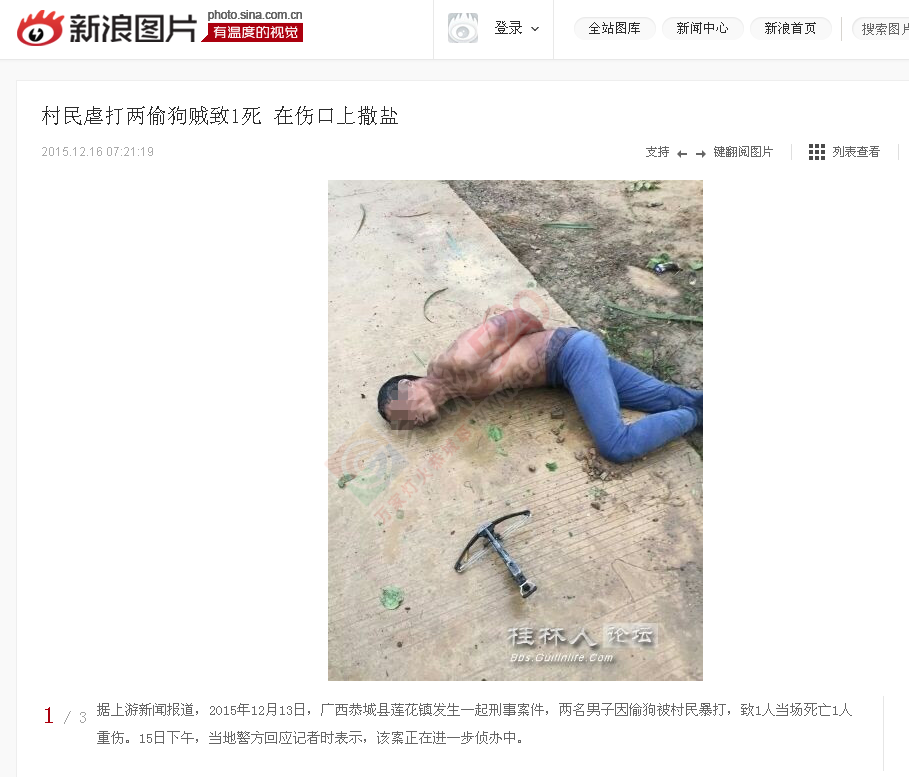 桂林：两偷狗贼被打一死一伤 已有10人被警方刑拘633 / 作者:MDG / 帖子ID:160530