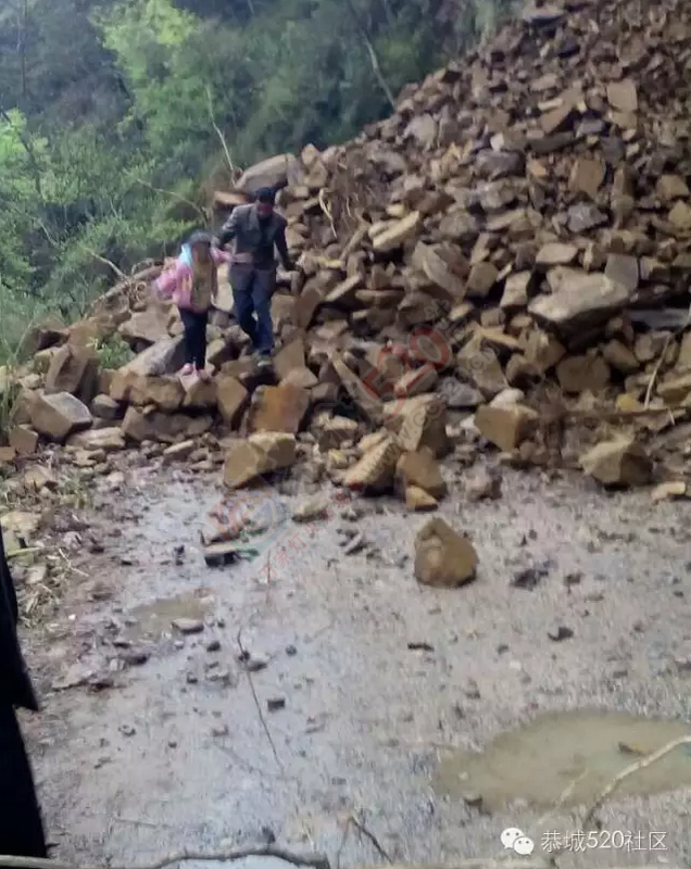 大雨导致莲花河口洗脚岭清水卡路段塌方，村民出行受阻765 / 作者:心交朋友钱交狗 / 帖子ID:165591