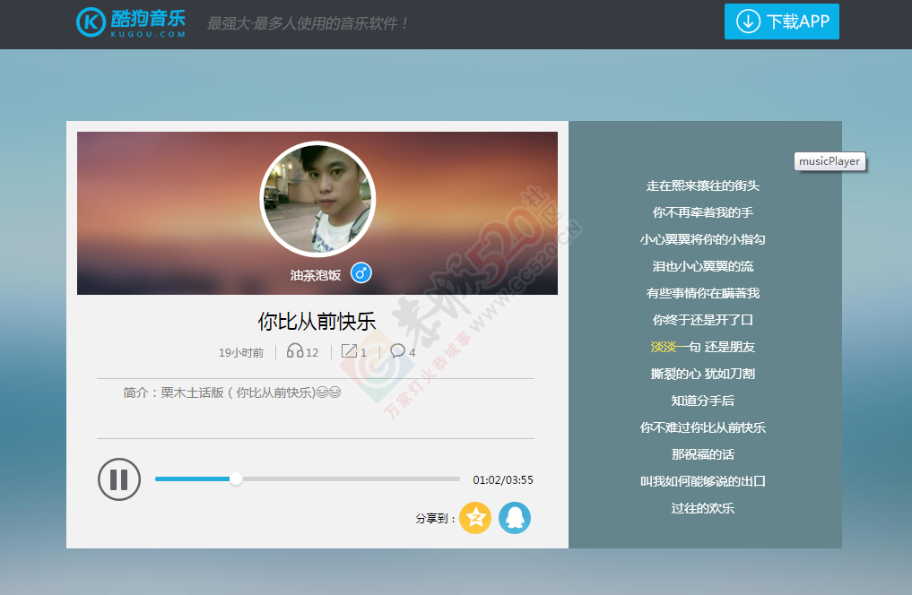 栗木镇上大合村一位帅哥用栗木土话唱的你比从前快乐380 / 作者:恭城520小奈姐姐 / 帖子ID:174865