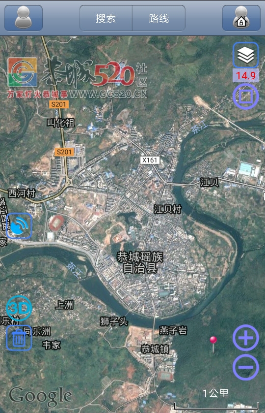 这个恭城的卫星地图看得清楚，现在越来越高级了。629 / 作者:边吃边拉 / 帖子ID:241020