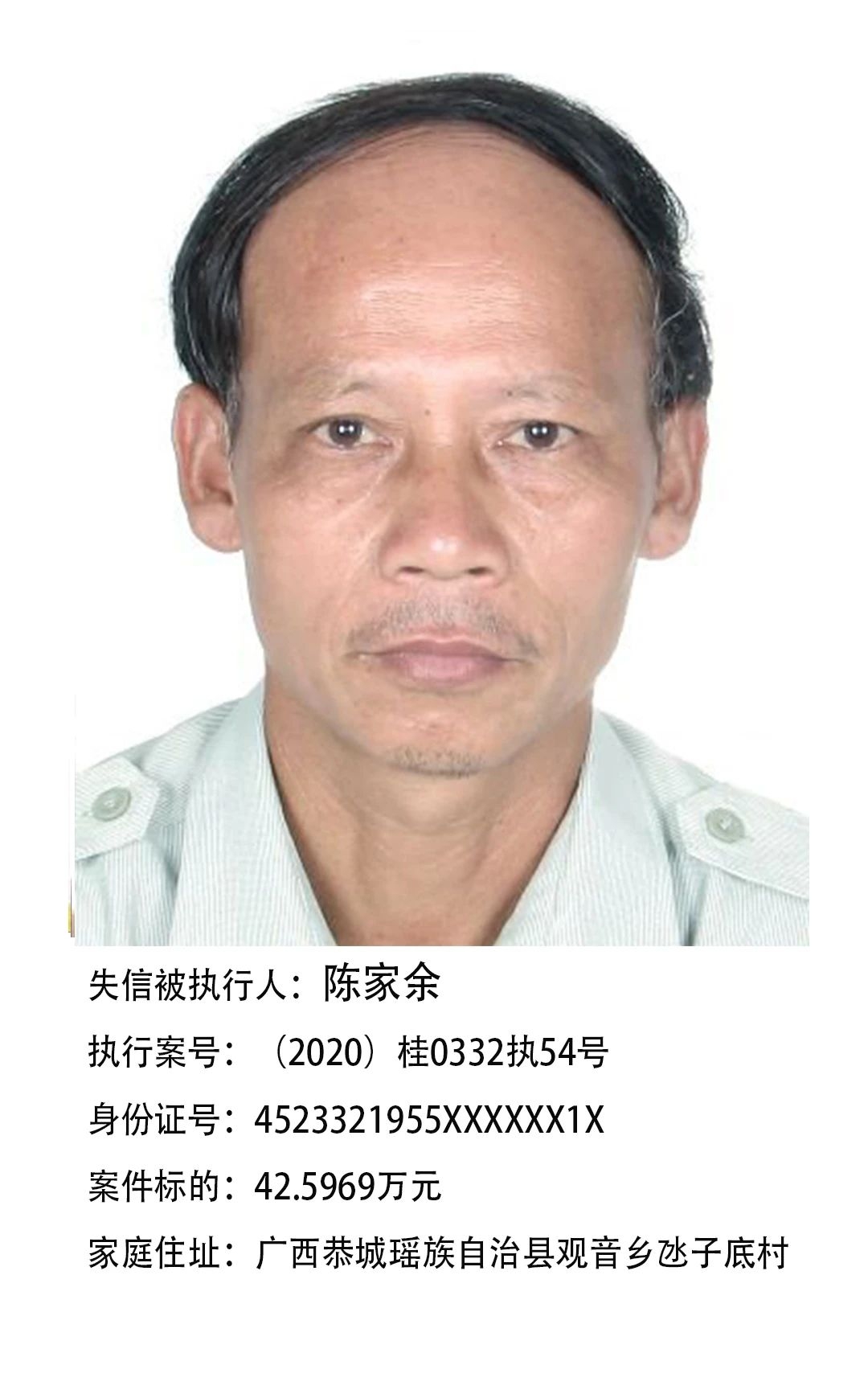 恭城瑶族自治县人民法院又曝光一批失信被执行人，看看有没有你认识的410 / 作者:普通人物怨 / 帖子ID:279548