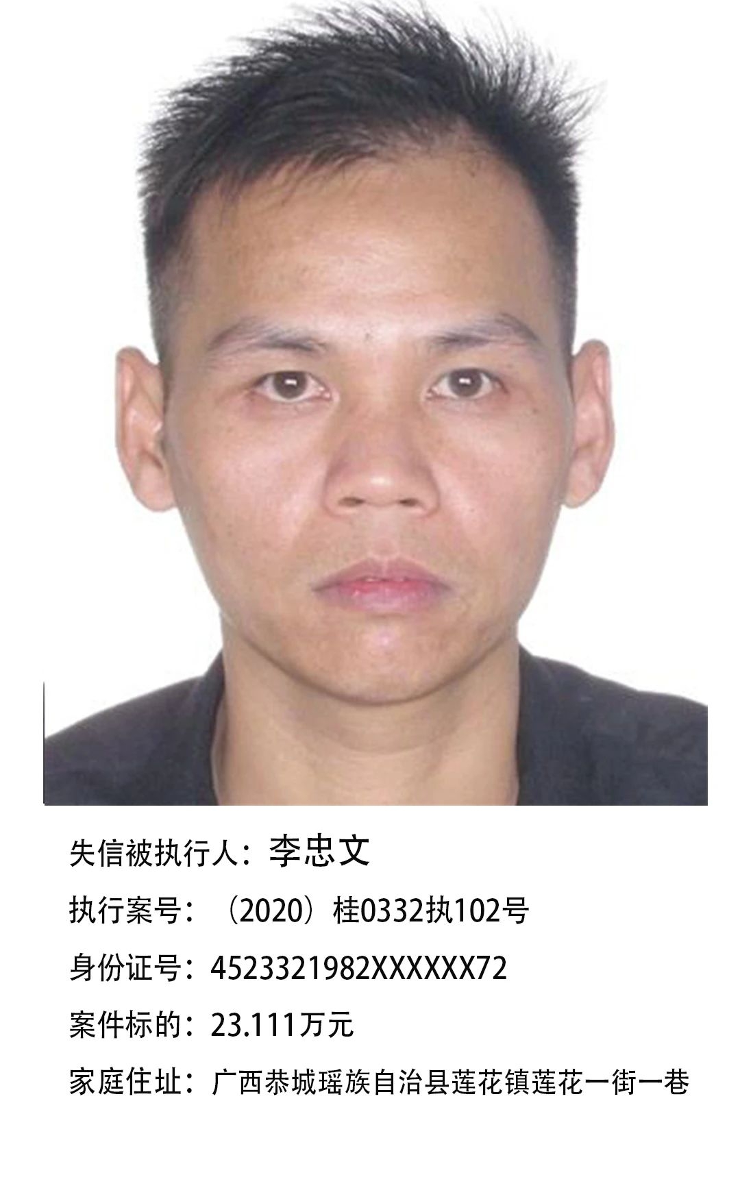 恭城瑶族自治县人民法院又曝光一批失信被执行人，看看有没有你认识的466 / 作者:普通人物怨 / 帖子ID:279548