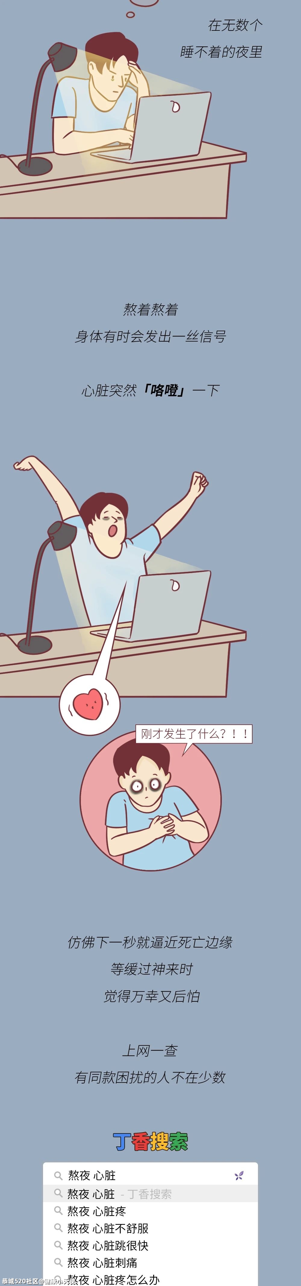 熬夜时，为什么心脏会「咯噔」一下？看完一阵后怕396 / 作者:健康小天使 / 帖子ID:284308