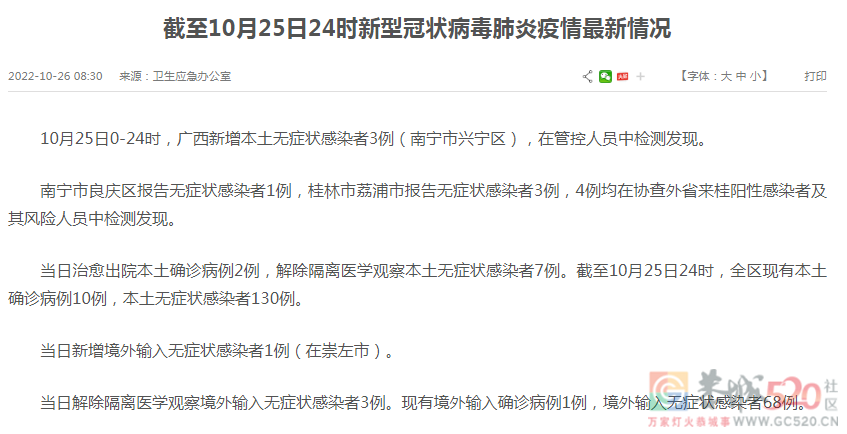 桂林荔浦报告无症状感染者3例983 / 作者:登山涉水 / 帖子ID:300705