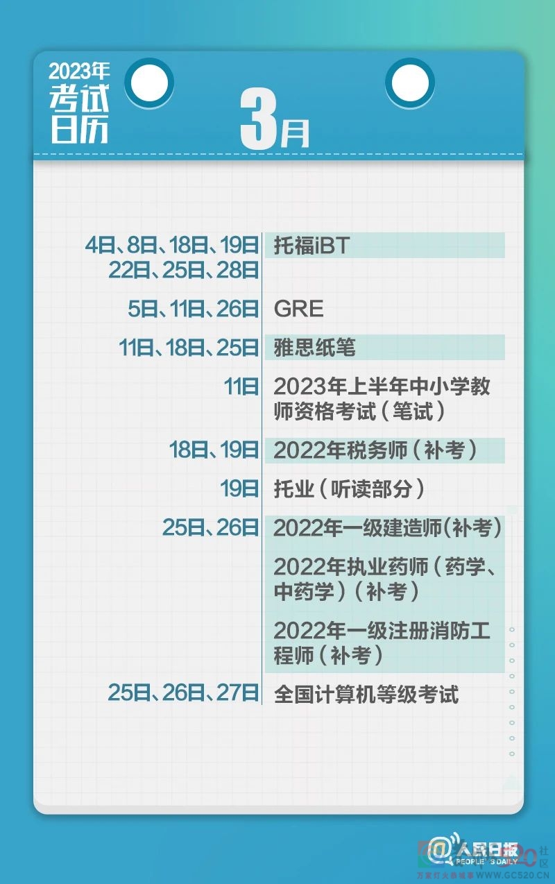 收藏！2023年考试日历来了700 / 作者:登山涉水 / 帖子ID:303720