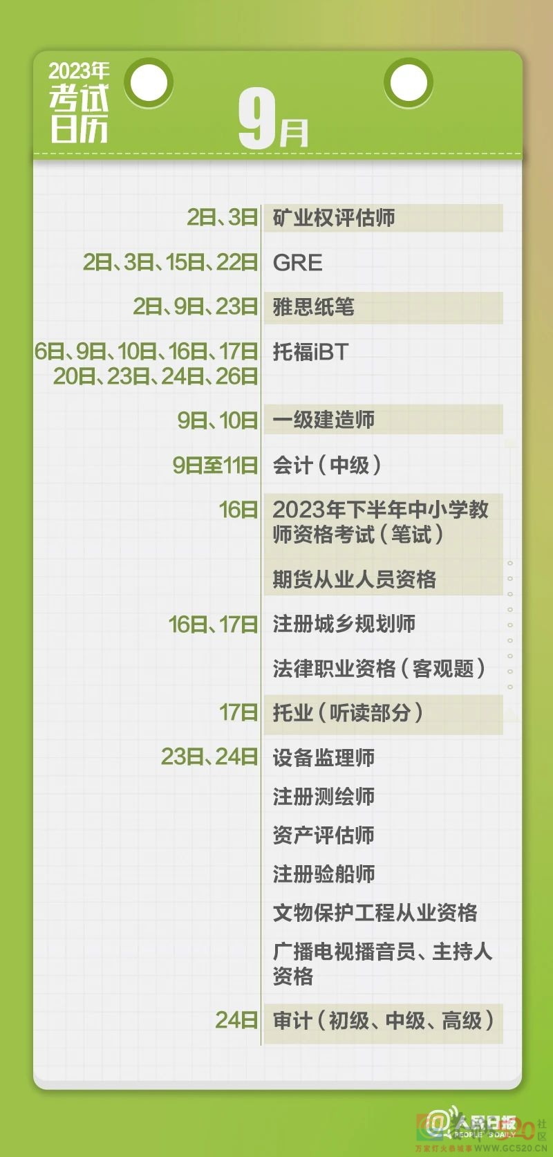 收藏！2023年考试日历来了332 / 作者:登山涉水 / 帖子ID:303720