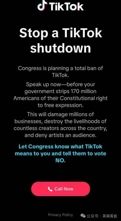TikTok大战美国国会！号召1.7亿用户打爆国会电话，网友: 永远支持TT!744 / 作者:放眼看世界 / 帖子ID:314175