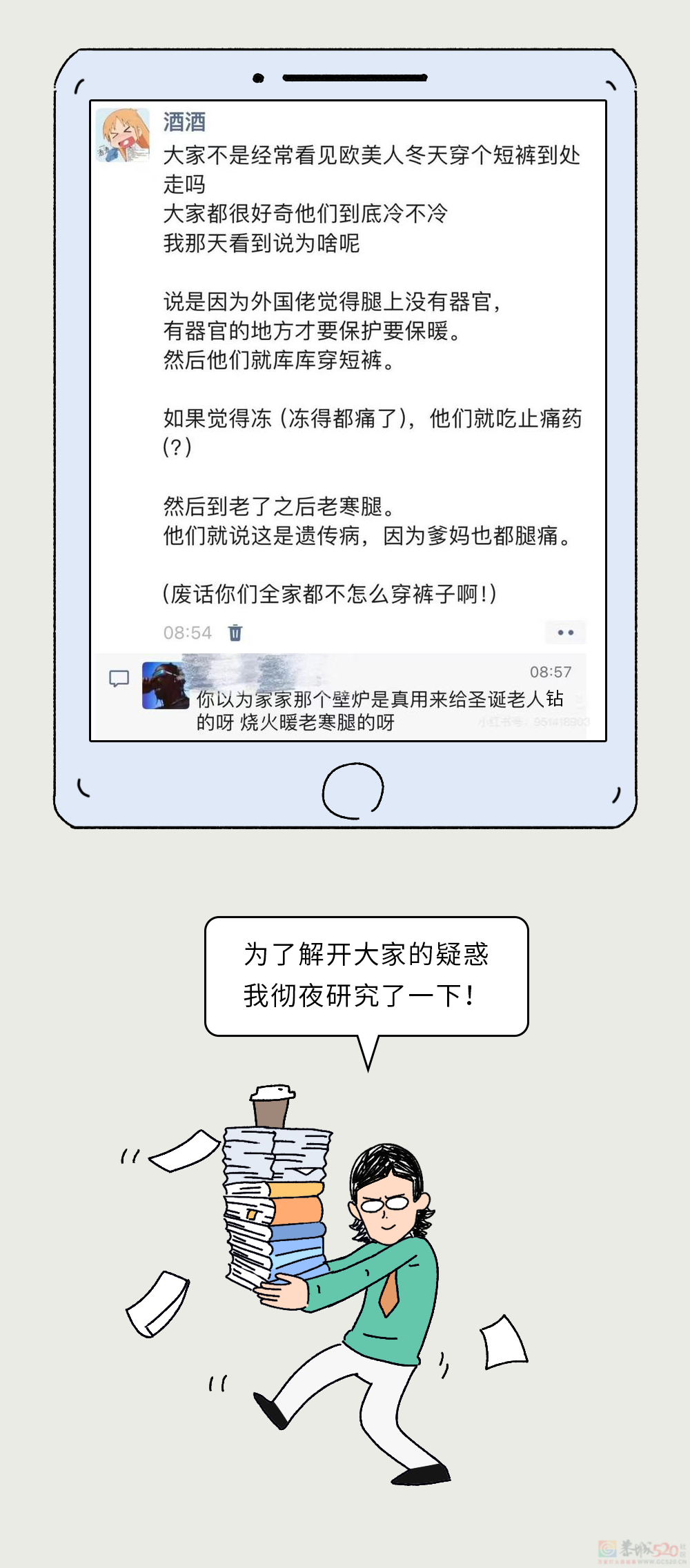 为啥外国人喜欢大冷天光腿穿短裤，不怕得老寒腿吗？？？589 / 作者:儿时的回忆 / 帖子ID:317712